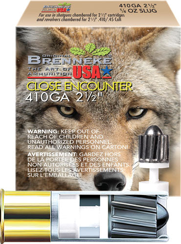 Brenneke .410 Bore Shotgun Ammo Close Encounter Home Defense Sabot Slug 2.5 in 1/4 oz Slug