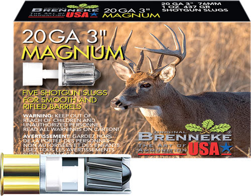 Brenneke SL-203M Magnum Hunting 20 Gauge 3" 1oz Slug 1476 fps 4030128200279