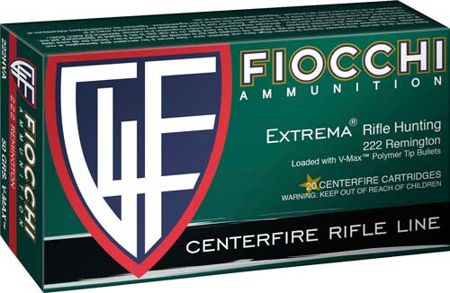 Fiocchi Field Dynamics Hornady V-Max 50 Grain .222 Remington 3200 fps 762344707365