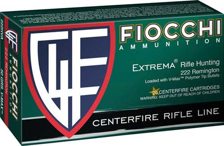 Fiocchi Field Dynamics Hornady V-Max 50 Grain .222 Remington 3200 fps 762344707365