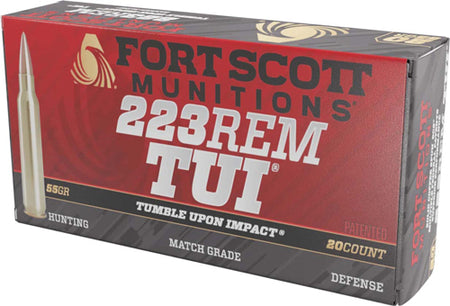 Fort Scott Munitions Tumble Upon Impact (TUI) Solid Copper Spun 55 Grain .223 Remington 3211 fps 753677048287