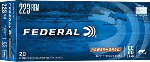 Federal PowerShok Jacketed Soft Point 55 Grain .223 Remington 3240 fps 029465084172