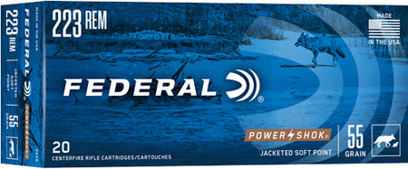 Federal PowerShok Jacketed Soft Point 55 Grain .223 Remington 3240 fps 029465084172