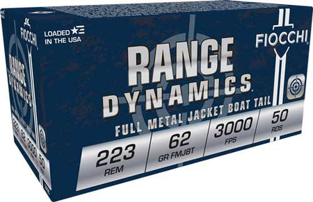 Fiocchi .223 Remington Range Dynamics 62 grain Full Metal Jacket Boat Tail ammunition