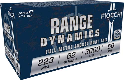 Fiocchi .223 Remington Range Dynamics 62 grain Full Metal Jacket Boat Tail ammunition
