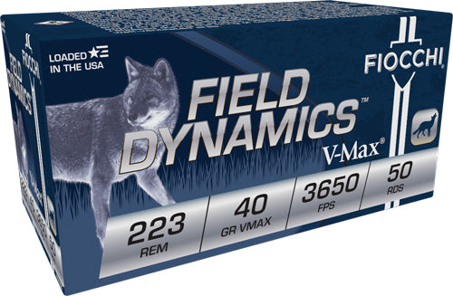 Fiocchi Field Dynamics Hornady V-Max 40 Grain .223 Remington 3650 fps 762344706597