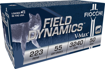 Fiocchi .223 Remington Field Dynamics 55 grain Hornady V-Max ammunition