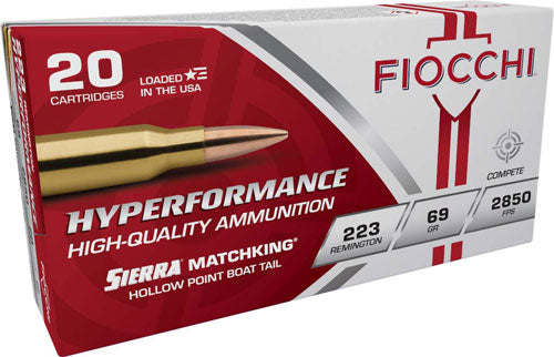 Fiocchi .223 Remington Hyperformance 69 grain Sierra MatchKing Boat Tail Hollow Point ammunition