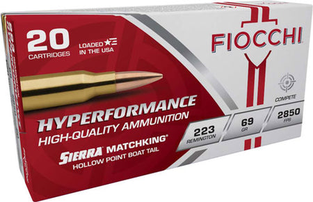 Fiocchi .223 Remington Hyperformance 69 grain Sierra MatchKing Boat Tail Hollow Point ammunition