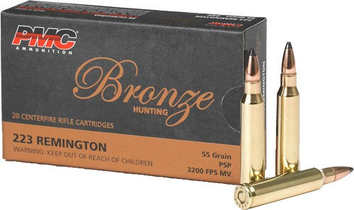 PMC Bronze Pointed Soft Point (PSP) 55 Grain .223 Remington 3200 fps 741569040167