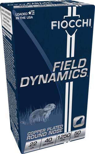 Fiocchi Field Dynamics High Velocity Copper-Plated Solid Point 40 Grain .22 Long Rifle 1250 fps 762344710013