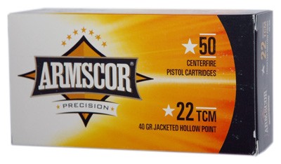 Armscor .22 TCM Competition 40 grain Jacketed Hollow Point ammunition