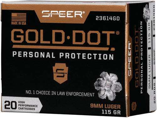 Speer 9mm Luger / Parabellum Gold Dot Personal Protection 115 grain Hollow Point ammunition