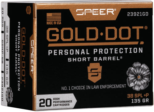 Speer Gold Dot Short Barrel Handgun Ammo 38 Spl. +P 135 gr. HP 20 rd.