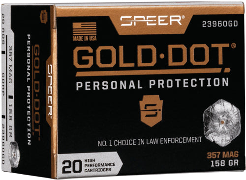 Speer .357 Magnum Gold Dot Personal Protection 158 grain Hollow Point ammunition