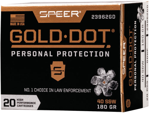 Speer Gold Dot Personal Protection Hollow Point 180 Grain .40 S&W 1025 fps 604544647266