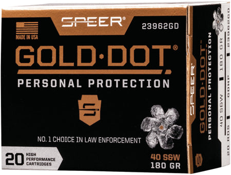 Speer Gold Dot Personal Protection Hollow Point 180 Grain .40 S&W 1025 fps 604544647266