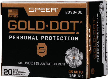 Speer Gold Dot Personal Protection Hollow Point 185 Grain .45 ACP/Auto 1050 fps 604544647273