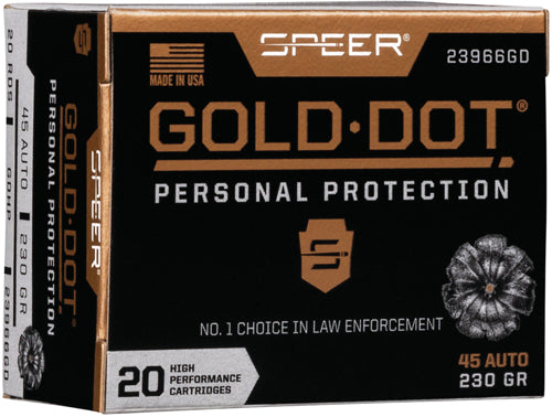 Speer .45 ACP/Auto Gold Dot Personal Protection 230 grain Hollow Point ammunition