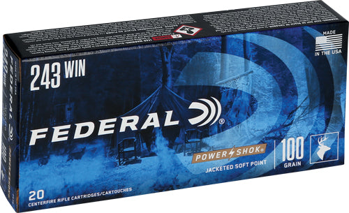 Federal PowerShok Jacketed Soft Point 100 Grain .243 Winchester 2960 fps 029465084288