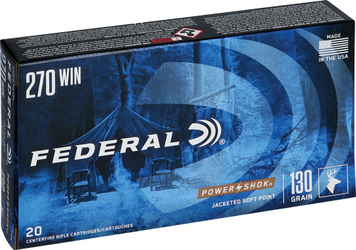 Federal PowerShok Jacketed Soft Point 130 Grain .270 Winchester 3060 fps 029465084356