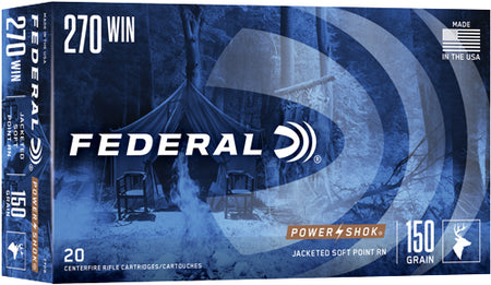 Federal PowerShok Soft Point Round Nose 150 Grain .270 Winchester 2830 fps 029465084363