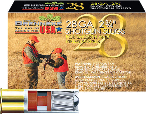 Brenneke 28 Gauge Shotgun Ammo Brenneke 28 Hunting 2.75 in 5/8 oz Slug