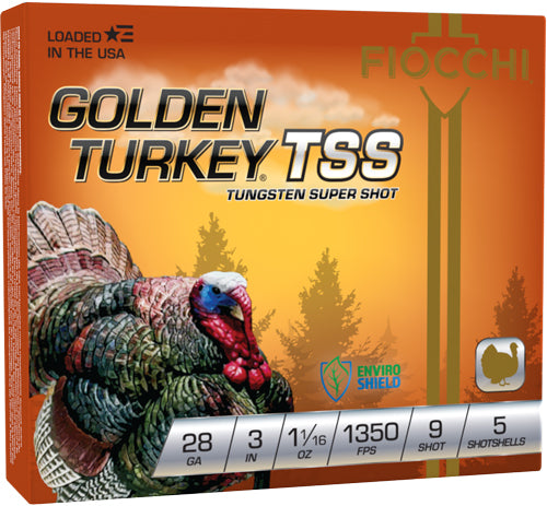 Fiocchi 28 Gauge Shotgun Ammo Golden Turkey TSS 3 in 1-1/16 oz #9
