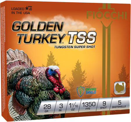 Fiocchi 28 Gauge Shotgun Ammo Golden Turkey TSS 3 in 1-1/16 oz #9