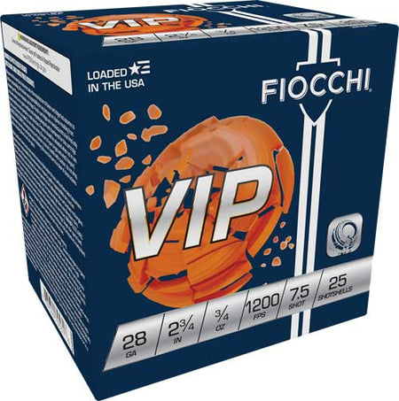 Fiocchi 28VIP75   28 Gauge 2.75" 3/4oz 7.5 Shot 1200 FPS. 762344852379