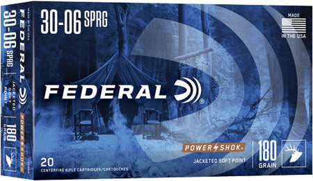 Federal PowerShok Jacketed Soft Point 180 Grain .30-06 Springfield 2700 fps 029465084585