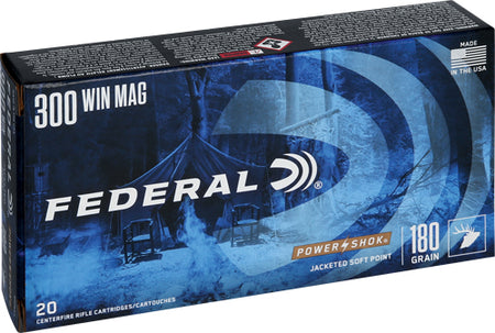 Federal PowerShok Jacketed Soft Point 180 Grain .300 Winchester Mag 2960 fps 029465091415