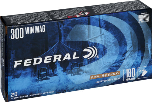 Federal PowerShok Jacketed Soft Point 180 Grain .300 Winchester Mag 2960 fps 029465091415