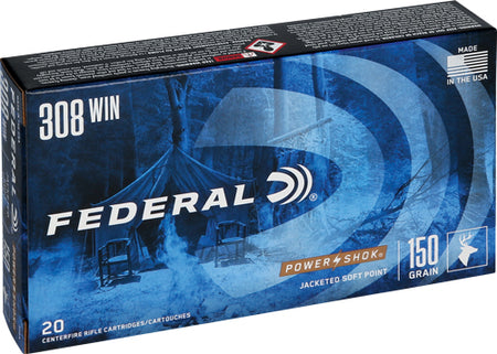 Federal PowerShok Jacketed Soft Point 150 Grain .308 Win / 7.62x51mm 2820 fps 029465084745