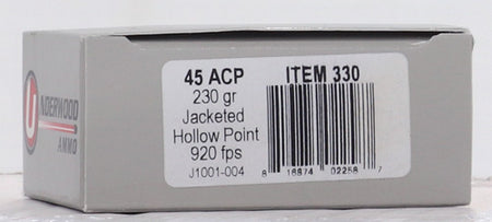 Underwood Ammo Sporting Jacketed Hollow Point 230 Grain .45 ACP/Auto  816874022587