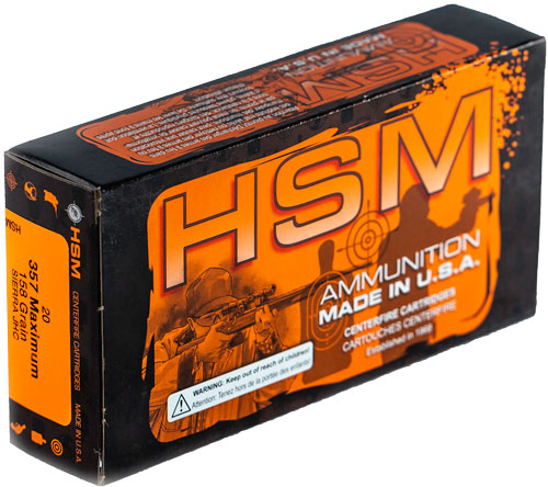 HSM .357 Maximum Sierra 158 grain Jacketed Hollow Point ammunition