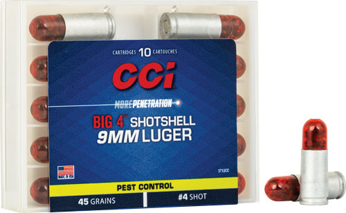 CCI Big 4 #4 Shot Size Shotshell 45 Grain 9mm Luger/Parabellum 1000 fps 604544618112