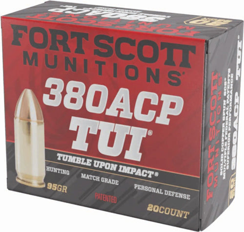 Fort Scott Munitions Tumble Upon Impact (TUI) Solid Copper Spun 95 Grain .380 ACP/Auto 940 fps 753677048157