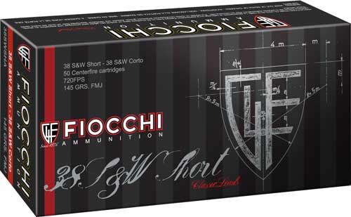 Fiocchi .38 S&W Short Heritage 145 grain Full Metal Jacket ammunition