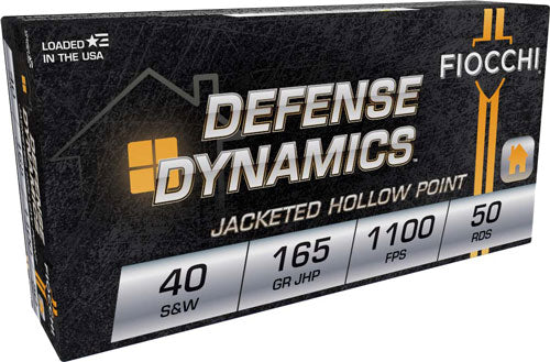 Fiocchi .40 S&W Defense Dynamics 165 grain Jacketed Hollow Point ammunition