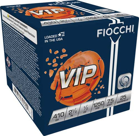 Fiocchi .410 Bore Shotgun Ammo Exacta Target VIP 2.5 in 1/2 oz #7.5