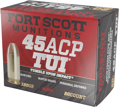 Fort Scott Munitions 450180SCV Tumble Upon Impact (TUI) Solid Copper Spun 180 Grain .45 ACP/Auto 989 fps