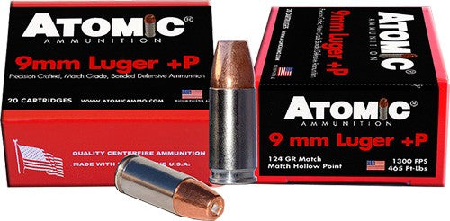 Atomic Precision Craft Bonded Match Hollow Point 124 Grain 9mm Luger/Parabellum 1300 fps 858767004546