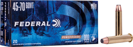 Federal PowerShok Soft Point Flat Nose 300 Grain .45-70 Government 1850 fps 029465091439