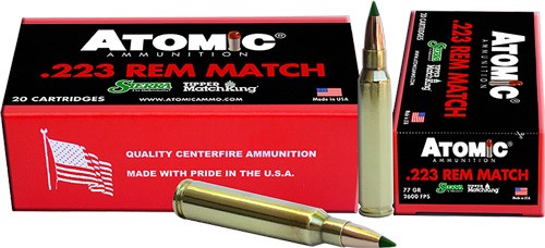 Atomic .223 Remington Match 77 grain Tipped MatchKing ammunition