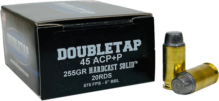 DoubleTap .45 ACP/Auto Hardcast +P 255 grain Semi-Wadcutter ammunition