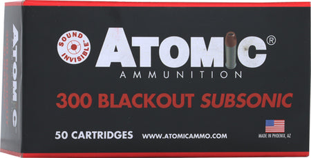 Atomic .300 AAC Blackout Subsonic 220 grain Hollow Point Boat Tail ammunition