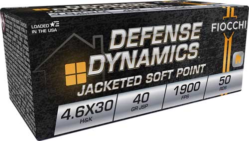 Fiocchi Defense Dynamics Jacketed Soft Point 40 Grain 4.6x30mm HK 1900 fps 762344706085