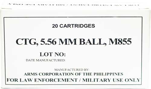 Armscor 5.56x45mm NATO M855 62 grain Full Metal Jacket ammunition