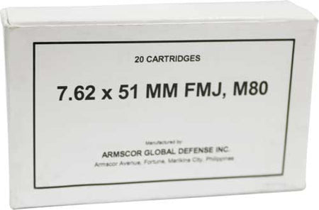 ARMSCOR 7.62x51mm 147 Grain M80 Ball Plinking Ammunition